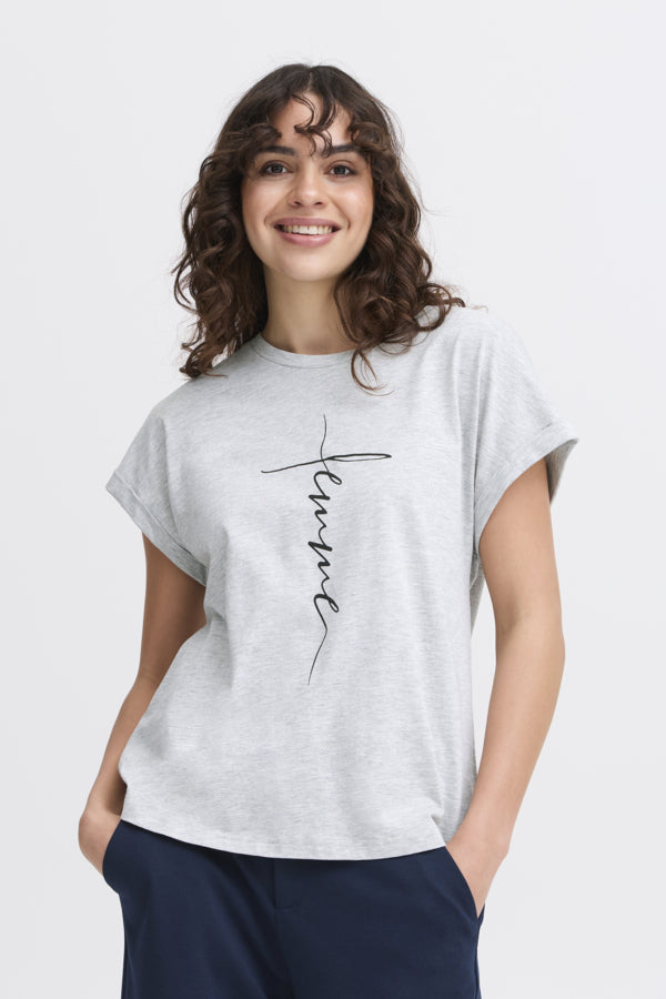 Edena tee light grey melange