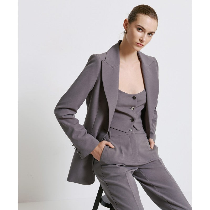Blazer with a monogram button grár