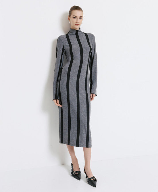 Striped turtleneck dress