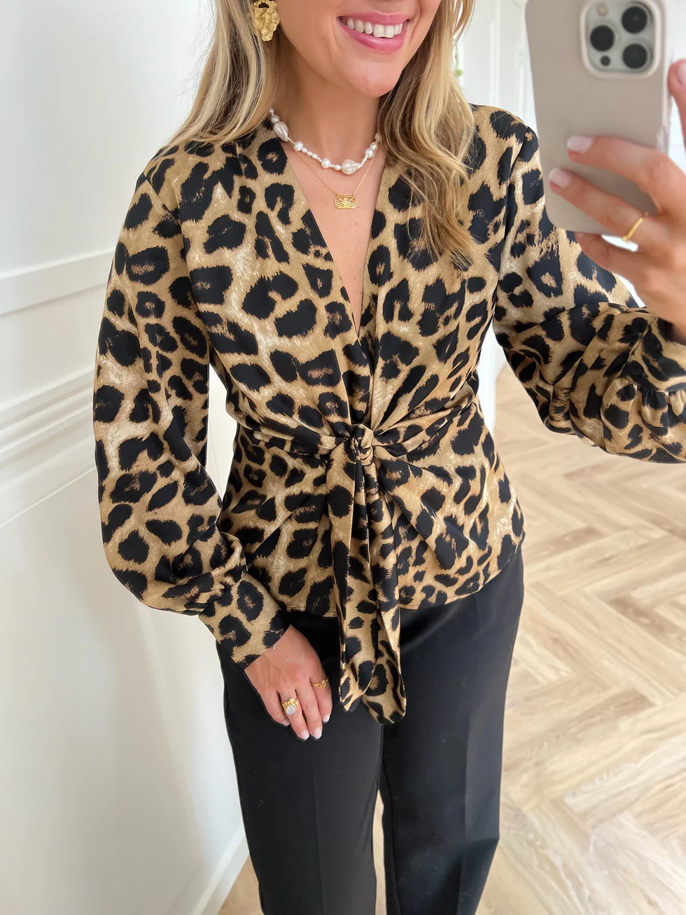 Blair blouse hammered leopard