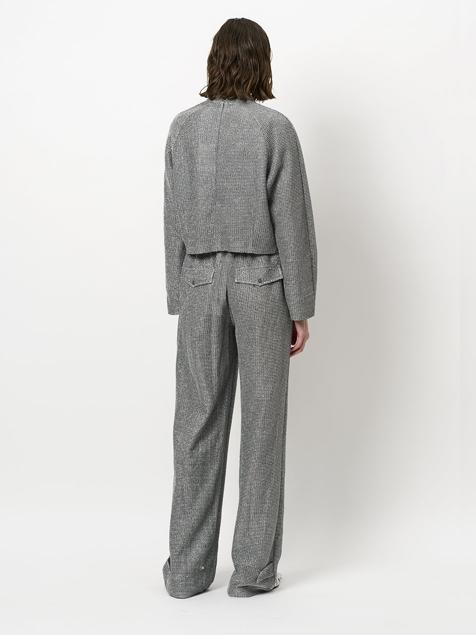 Aremi metallic straight leg pants silver