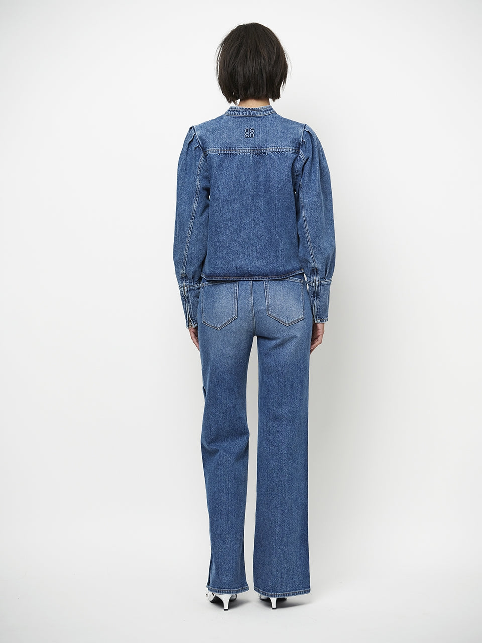 Piper pleated denim shirt