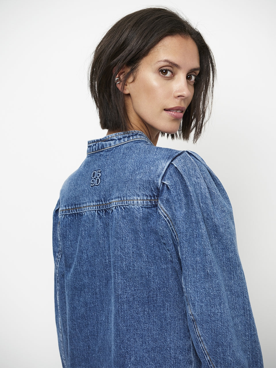 Piper pleated denim shirt