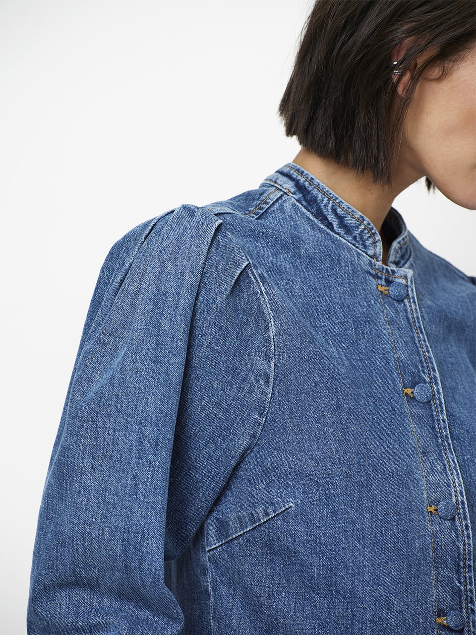 Piper pleated denim shirt