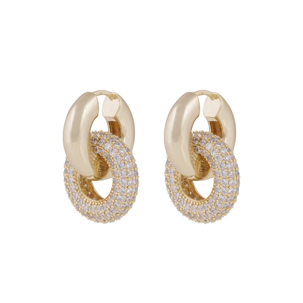 Liz double ring crystal ear g/clear