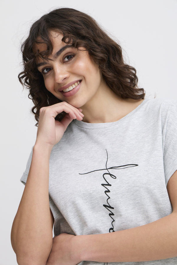Edena tee light grey melange