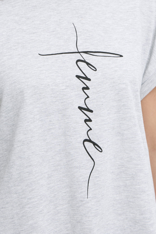 Edena tee light grey melange