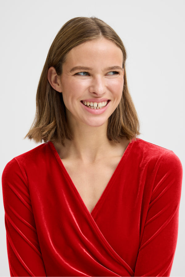 Perlina wrap dress haute red