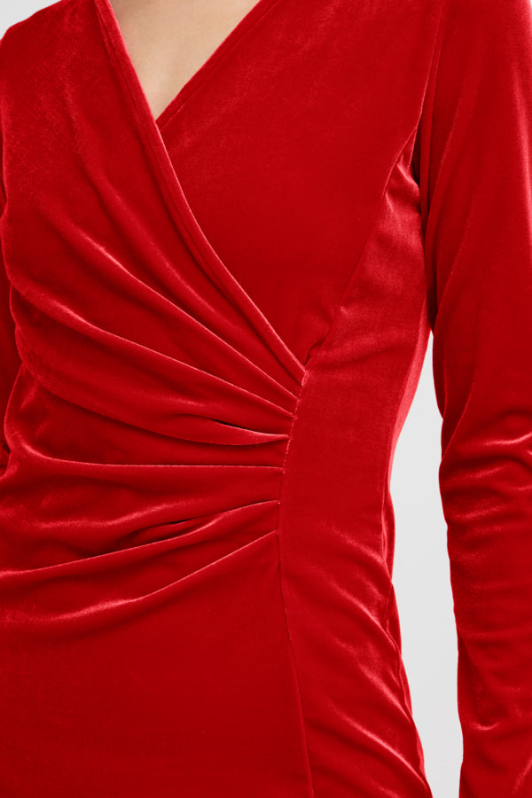 Perlina wrap dress haute red