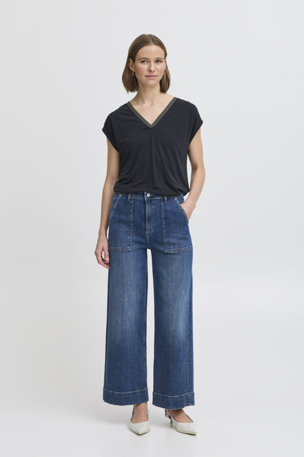 Perl Deco Neck Tee svartur