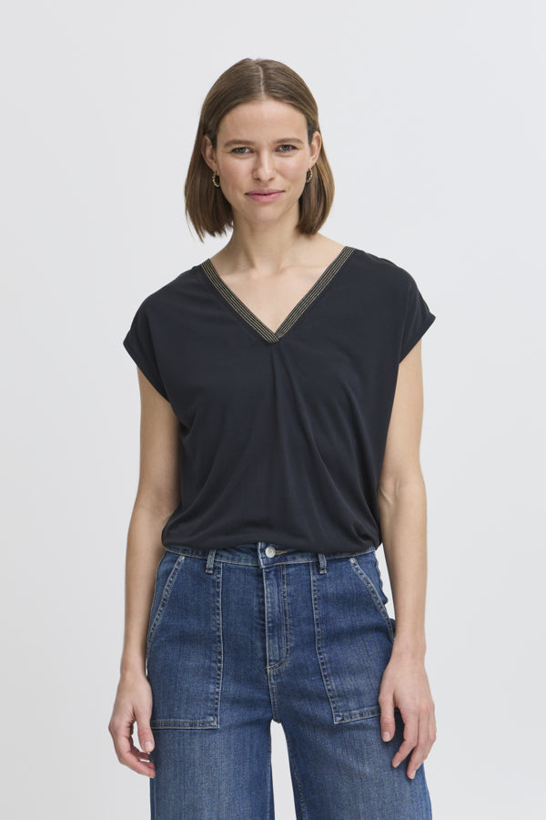 Perl Deco Neck Tee svartur