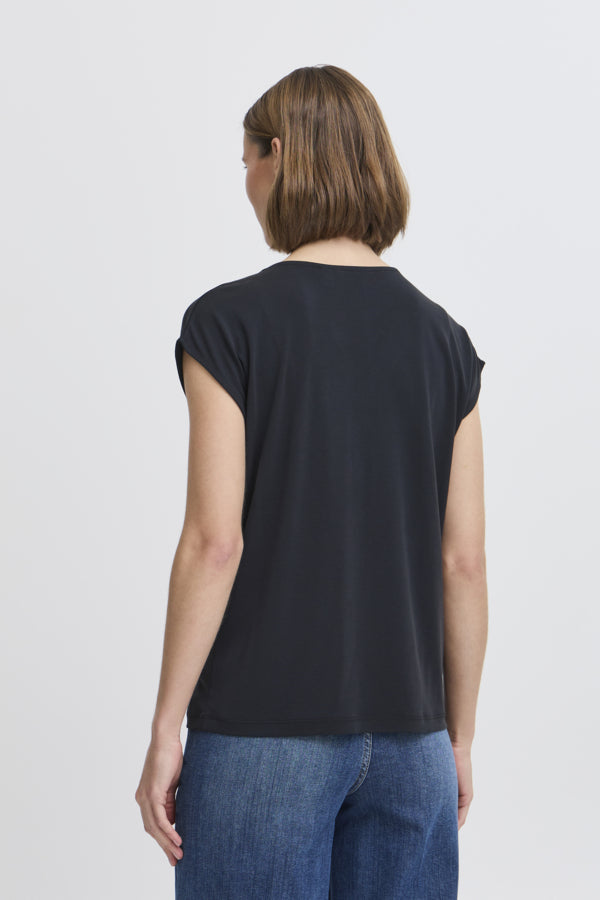 Perl Deco Neck Tee svartur