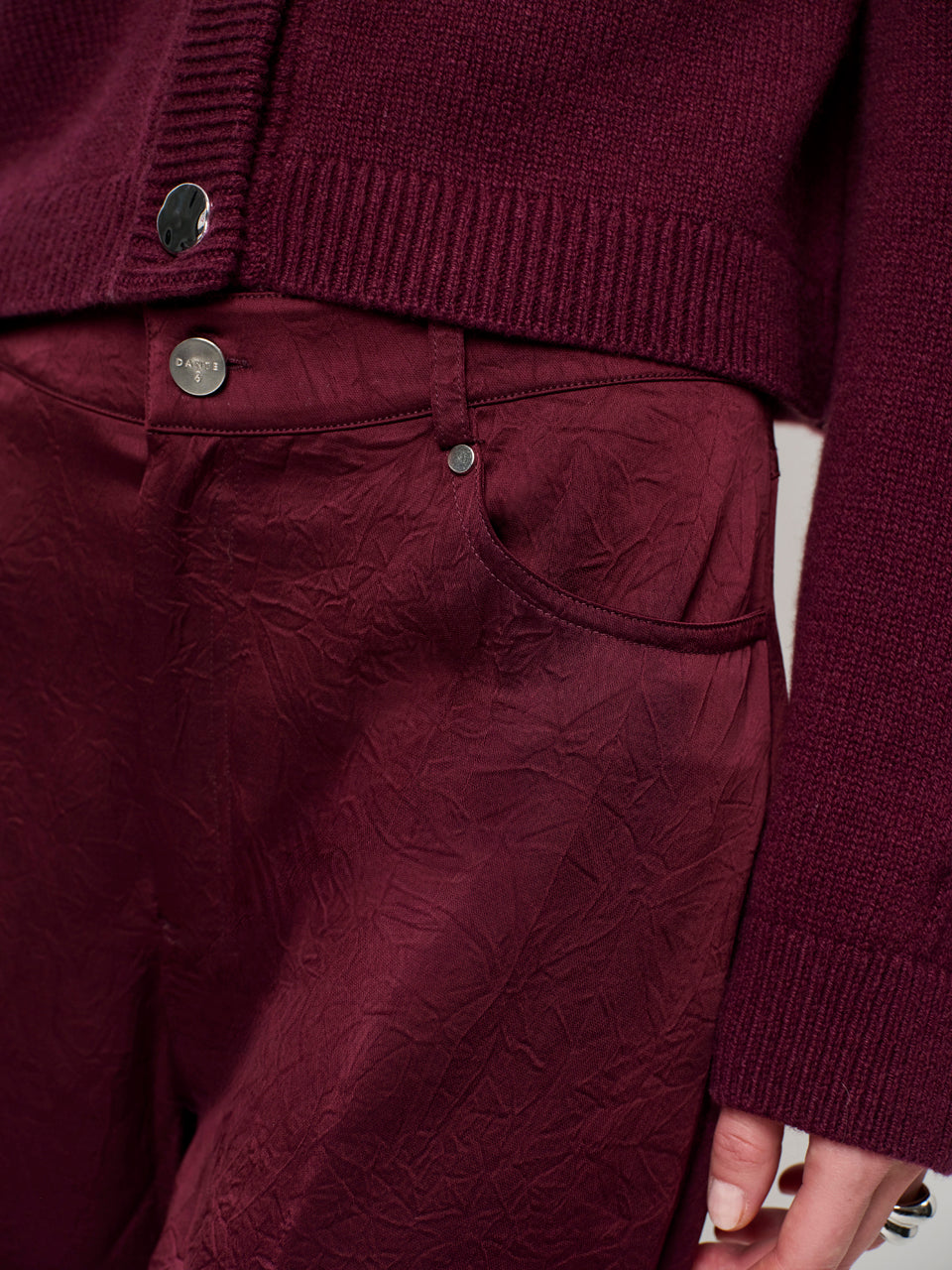 Summit 5 pocket satin pants Mulberry red