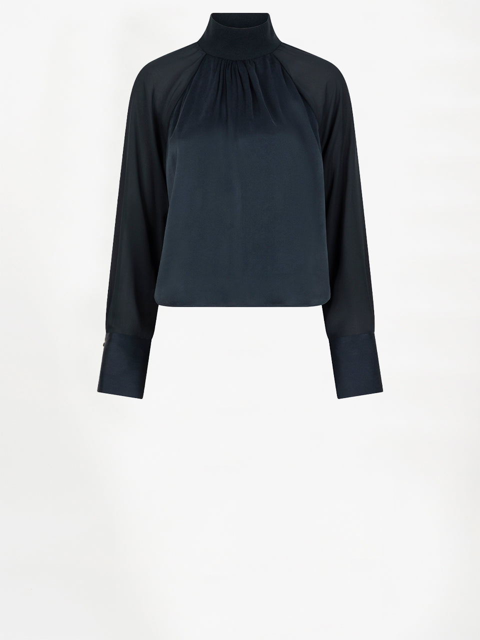 Estela Silk mixed top midnight green