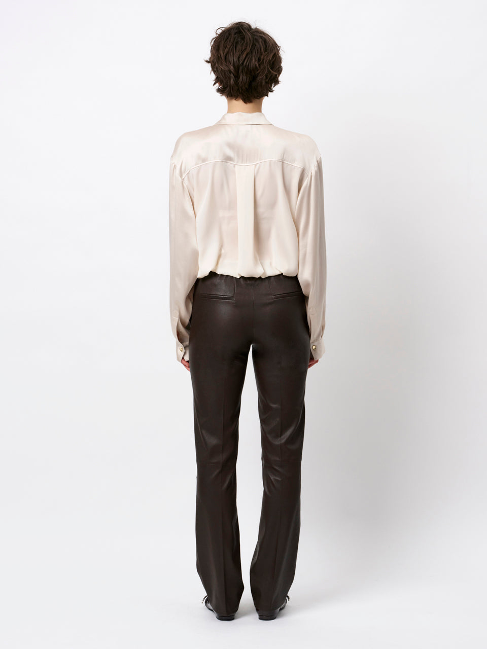 Lova stretch leather pants espresso brúnar