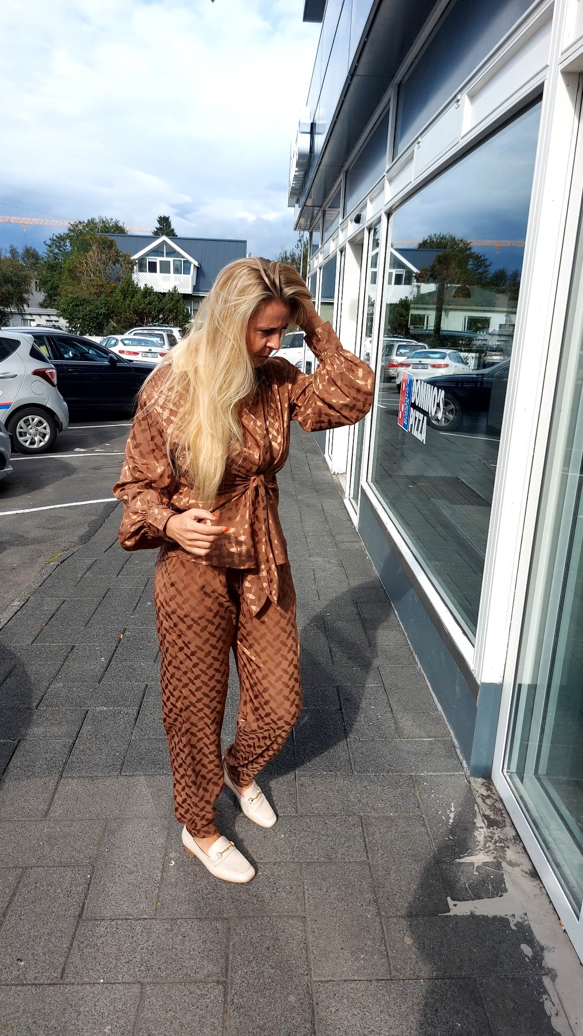Lee blússa Camel Keffiyeh jacquard