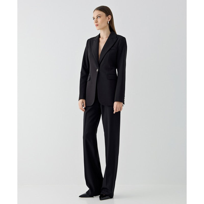 Blazer with a monogram button svartur