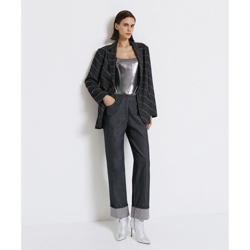 Elastic metallic-effect bodysuit