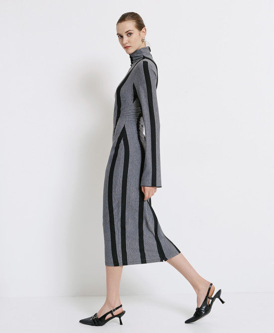 Striped turtleneck dress