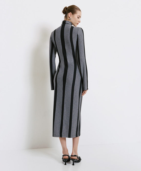 Striped turtleneck dress