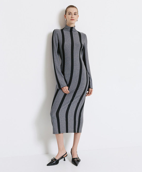Striped turtleneck dress