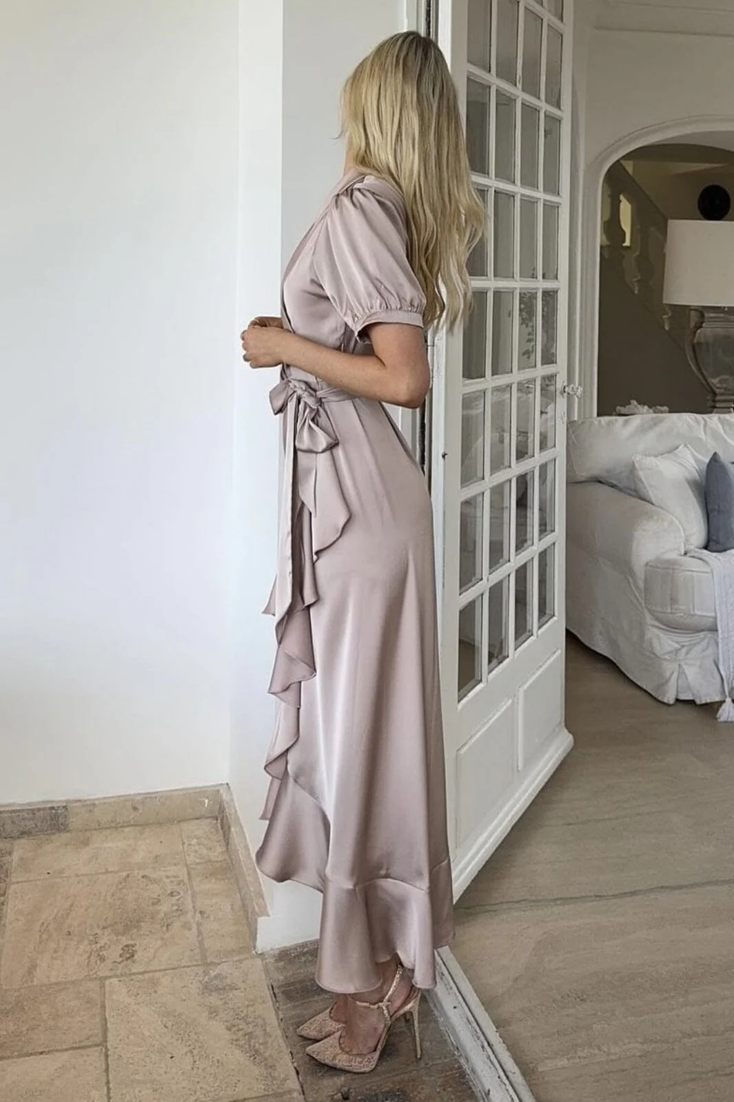 Iris dress Hammered Satin Blush