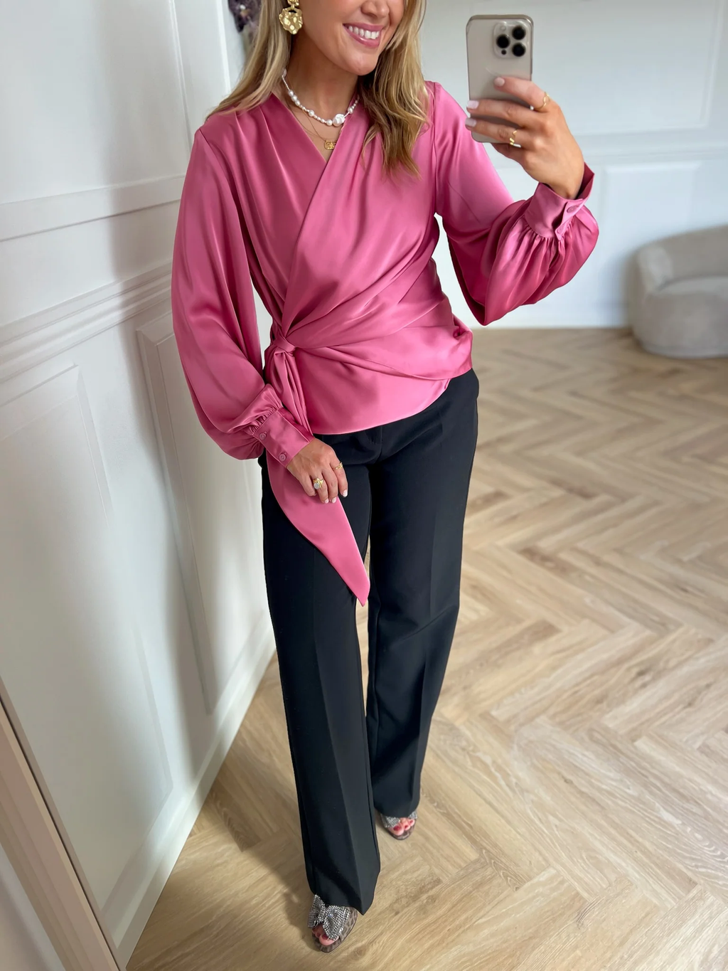 Ines blouse Semi rich Velvet Pink