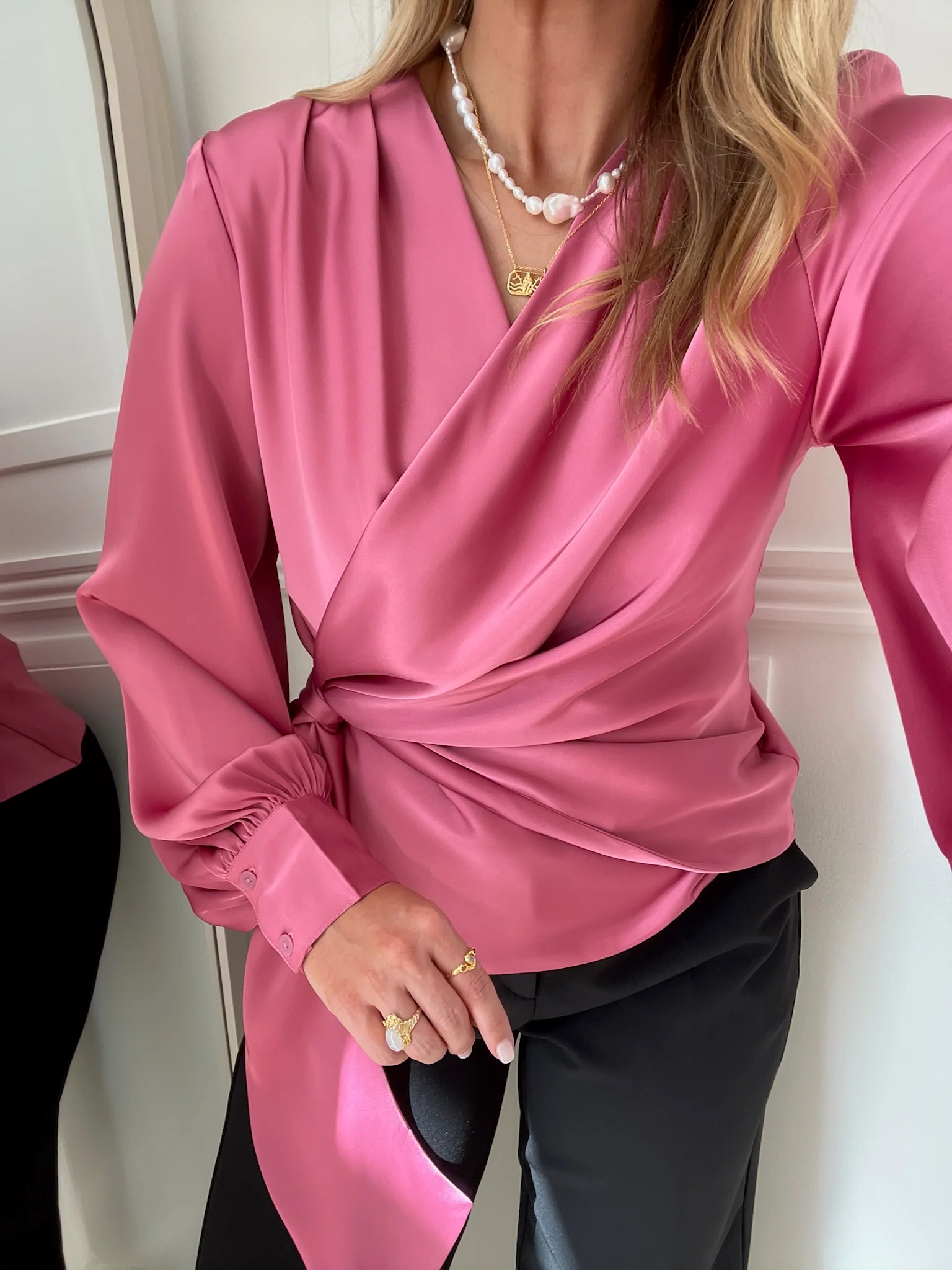 Ines blouse Semi rich Velvet Pink
