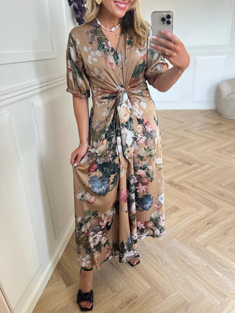 Faye dress - taupe bloom