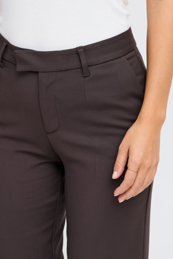 Bindy HW pant wide leg brúnar