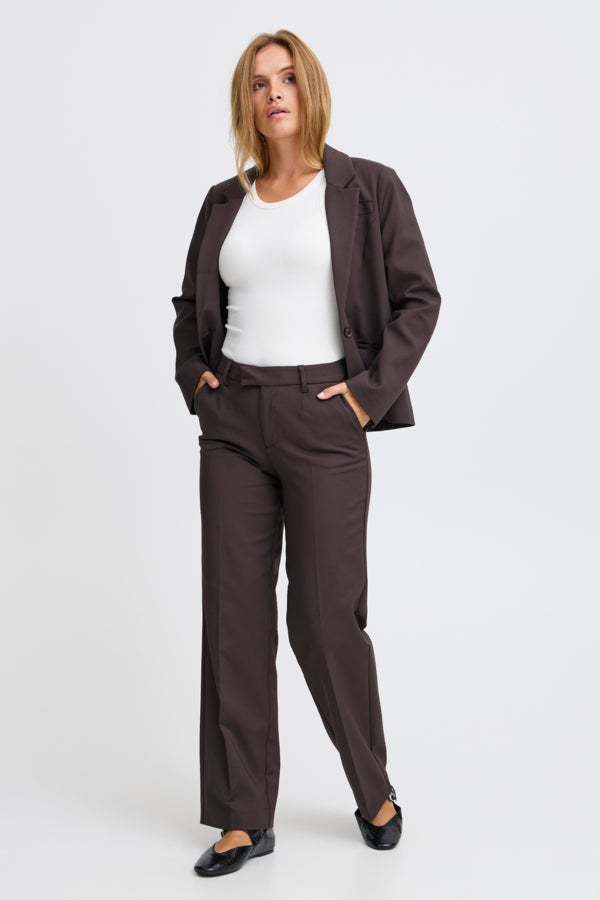 Bindy HW pant wide leg brúnar