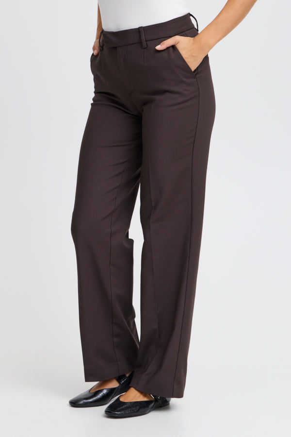 Bindy HW pant wide leg brúnar