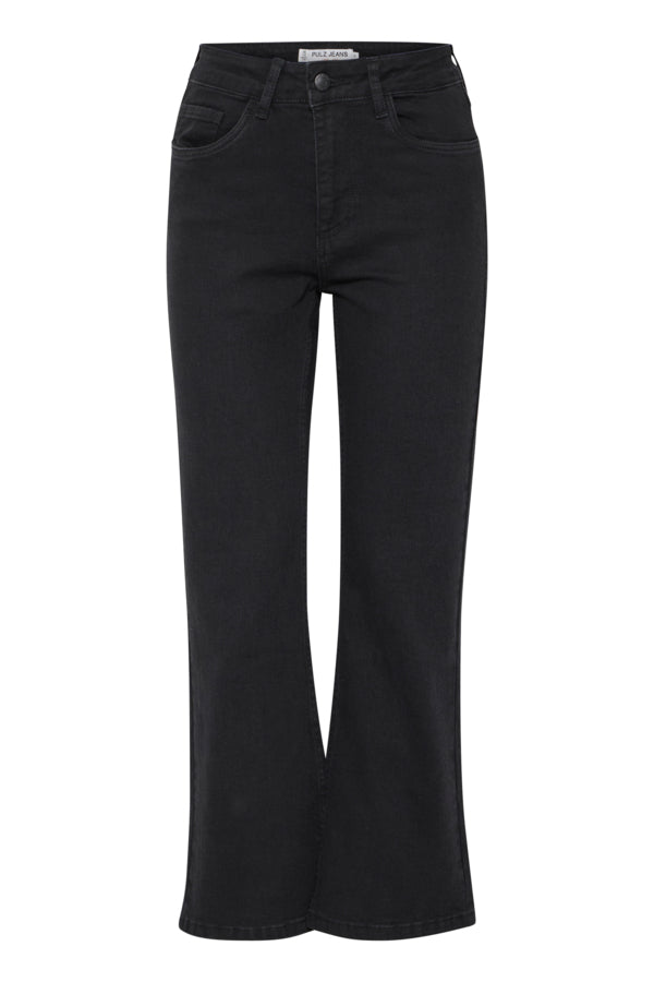 Ria HW Jeans Kick Flared Leg-svartar