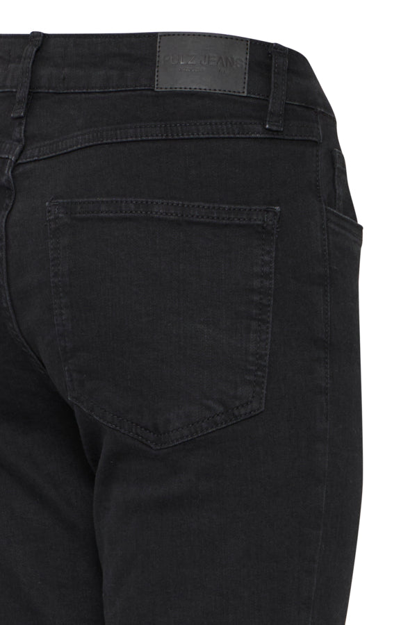 Ria HW Jeans Kick Flared Leg-svartar