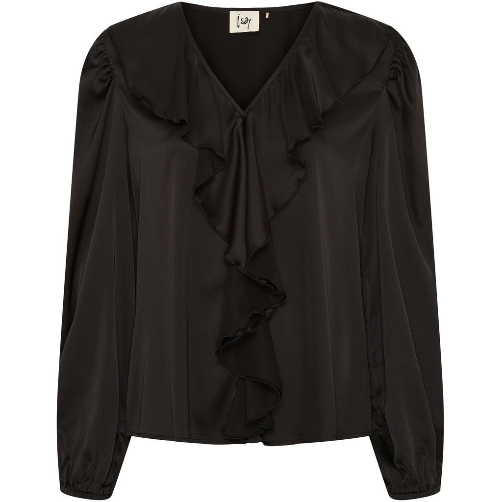 Steff flounce blouse svört