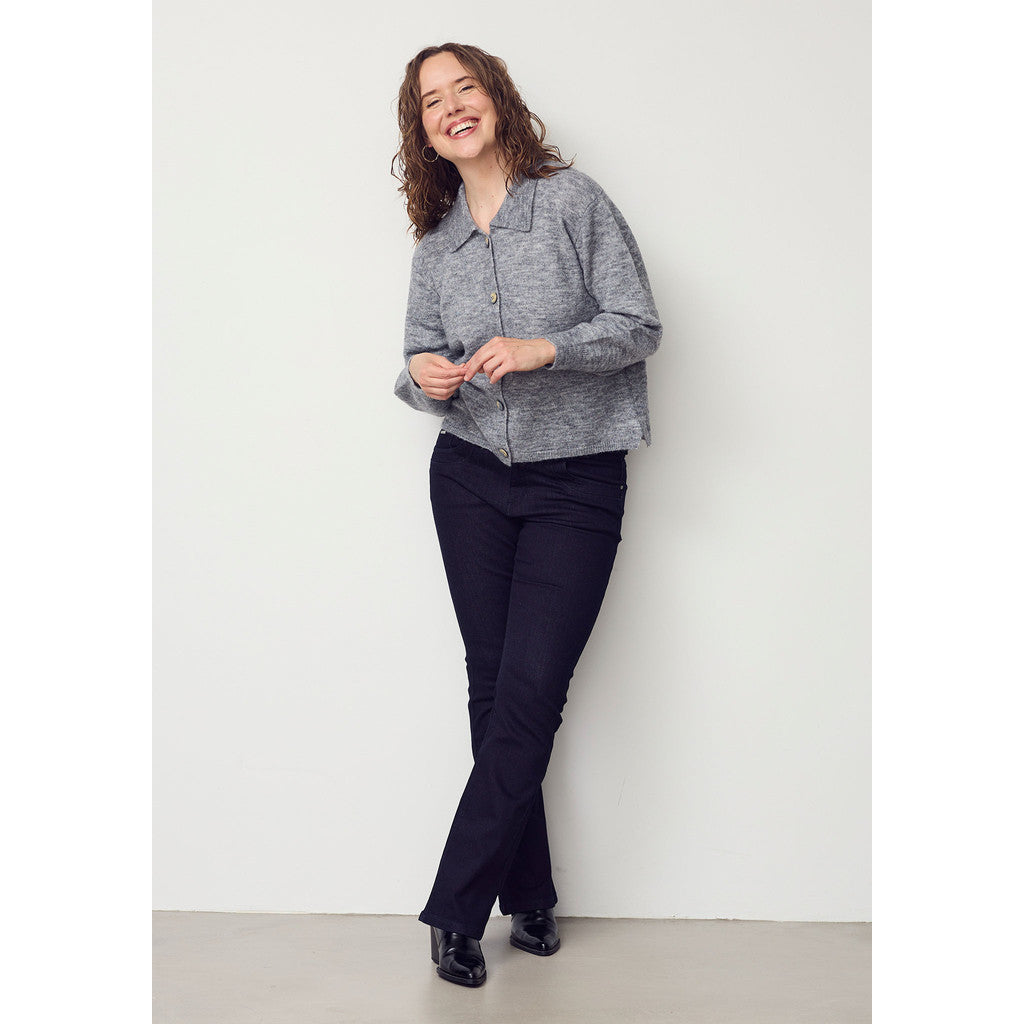 Anna Colar Cardigan Grey Melange
