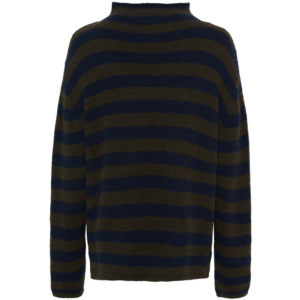 Anna Highneck Pullover brown/navy stripe
