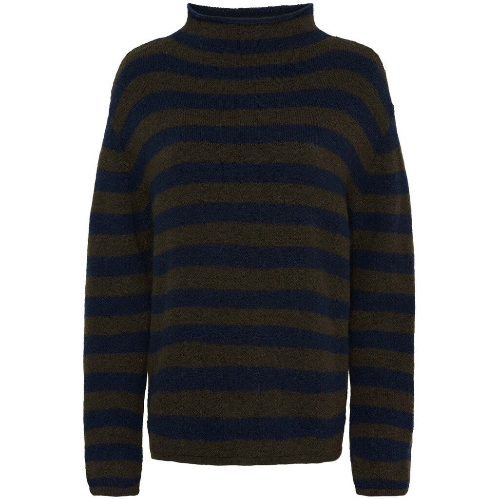 Anna Highneck Pullover brown/navy stripe