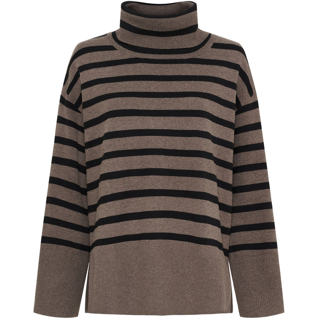 Frigga Rollneck pullover potato w/black stripe