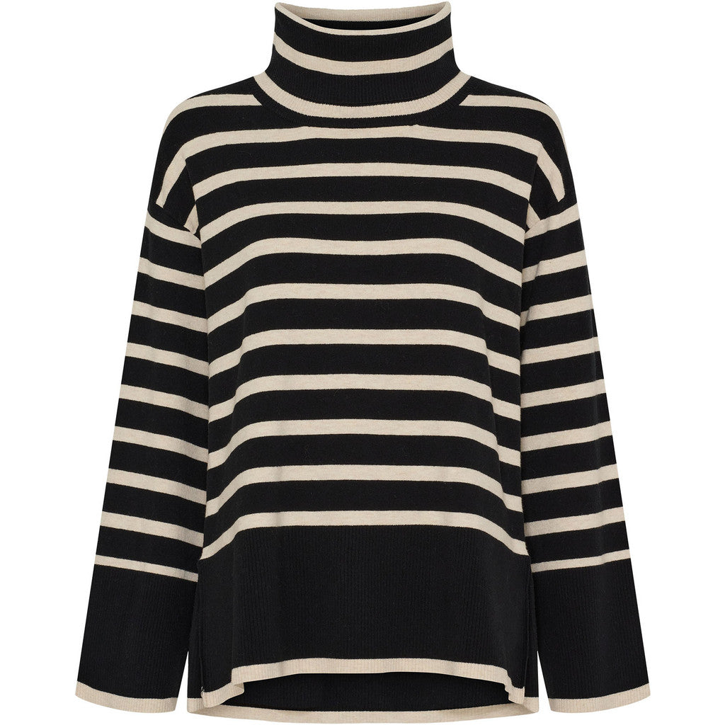 Frigga Rollneck pullover black with cream