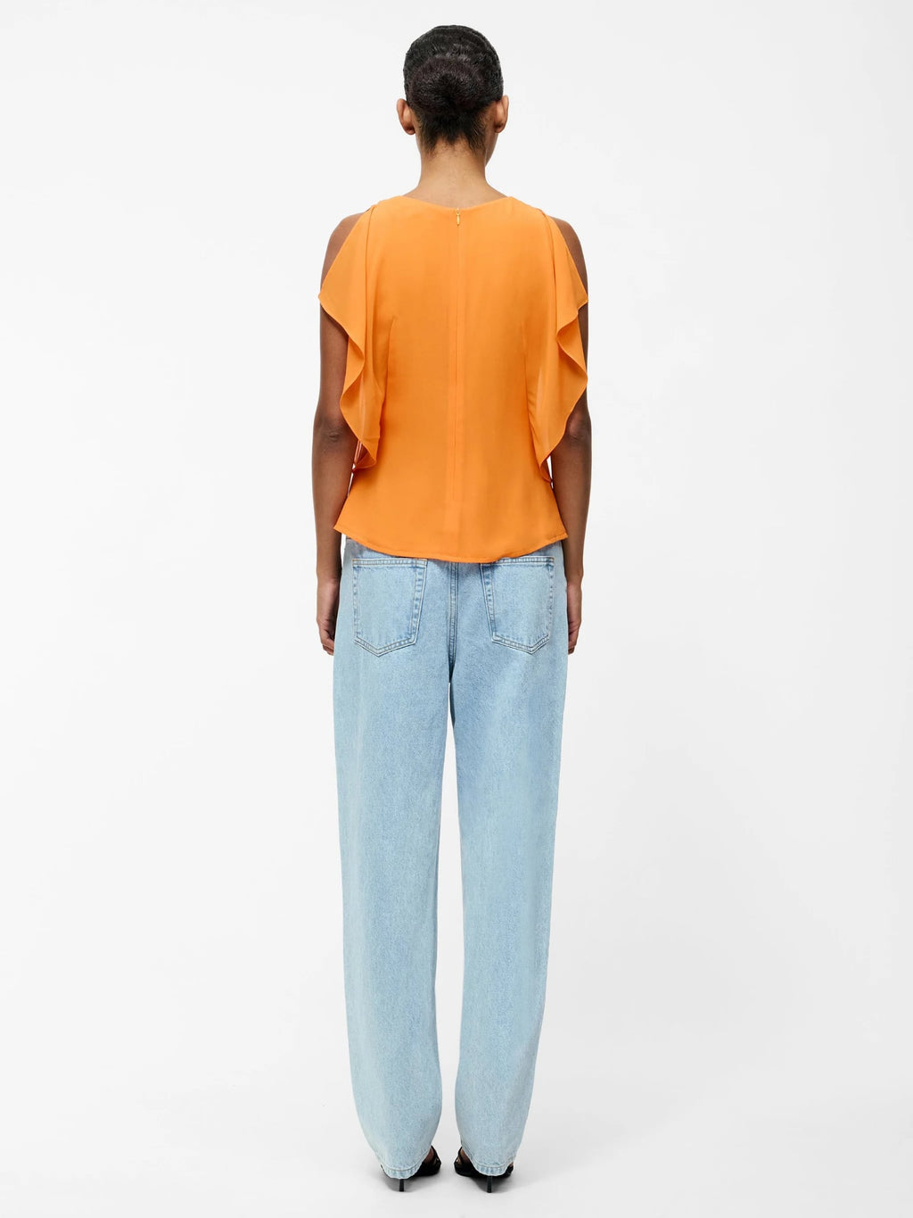 Eden Georgette Flutter Sleeve Top Orange