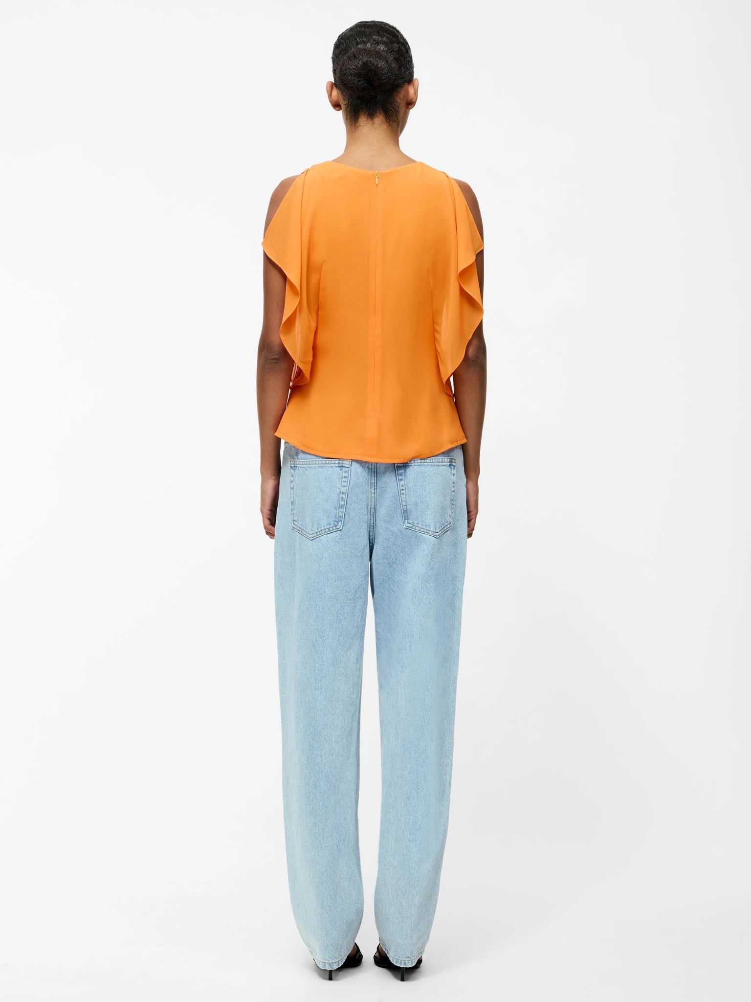 Eden Georgette Flutter Sleeve Top Orange