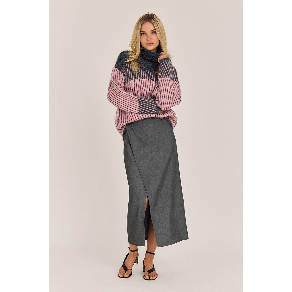 Sino knit pullover grá/bleik
