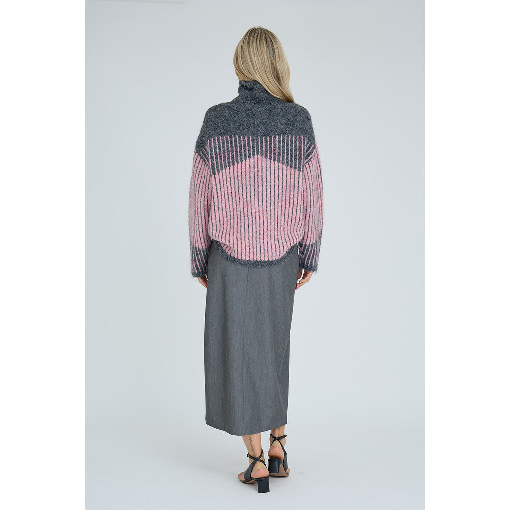 Sino knit pullover grá/bleik