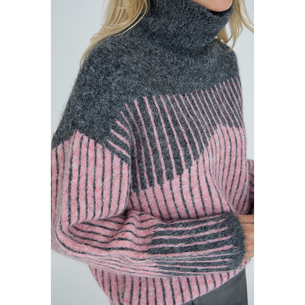 Sino knit pullover grá/bleik