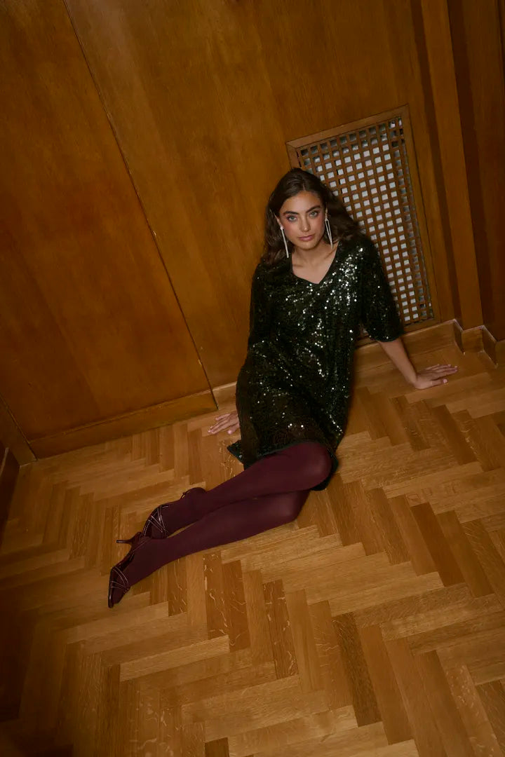 Glimmerkjóll stutterma (Melia)