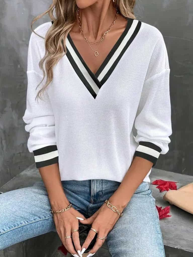 Langermabolur með v-hálsmáli