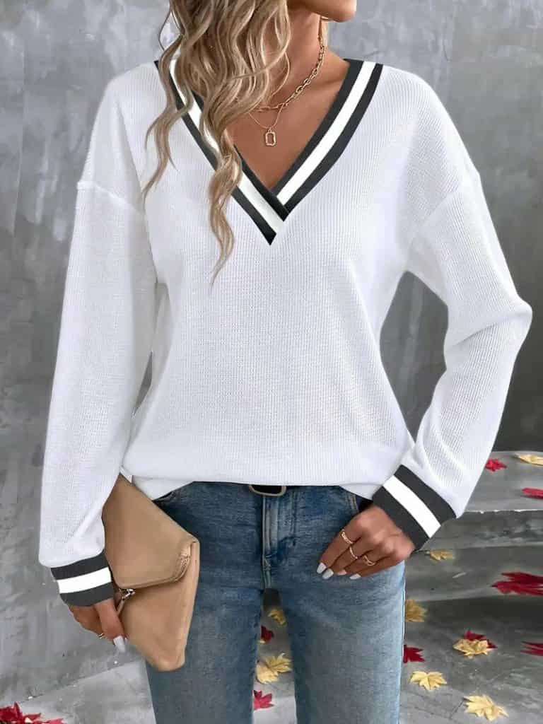 Langermabolur með v-hálsmáli