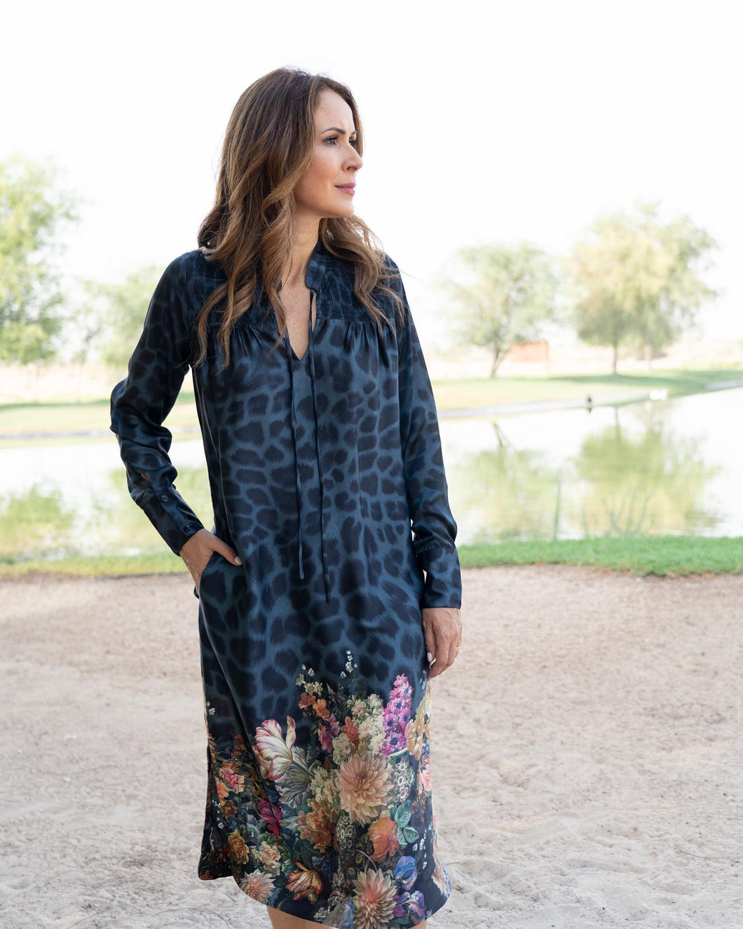 Joelle dress navy flower leopard