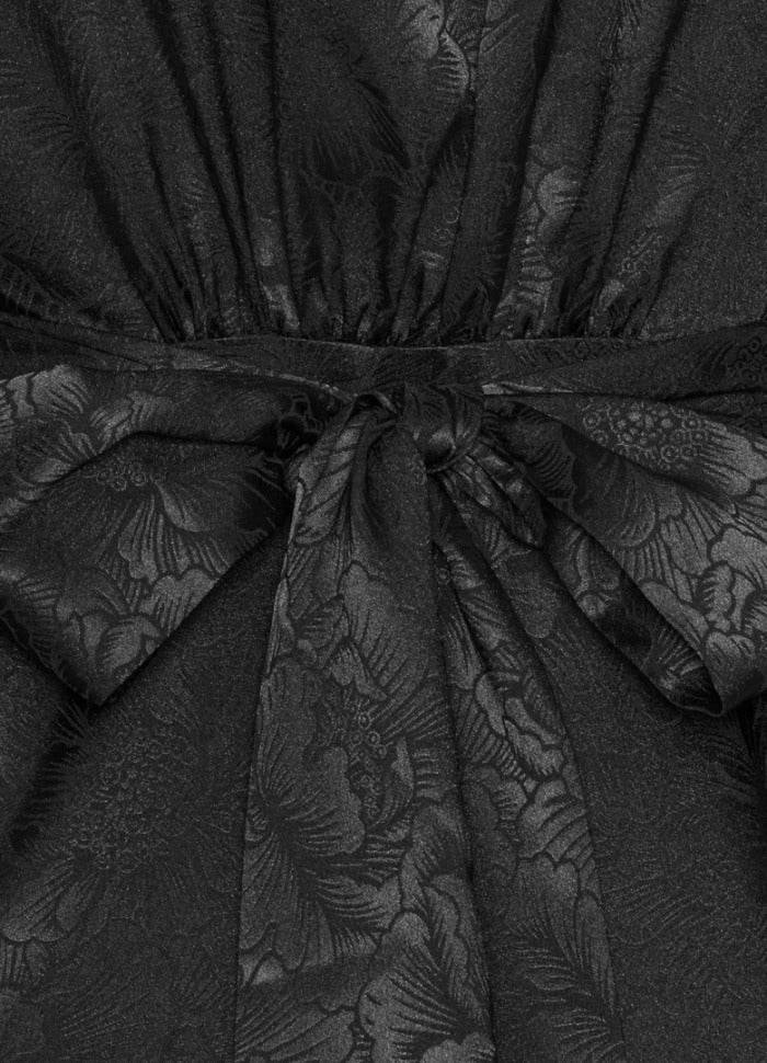 Bea dress black flower jaquard